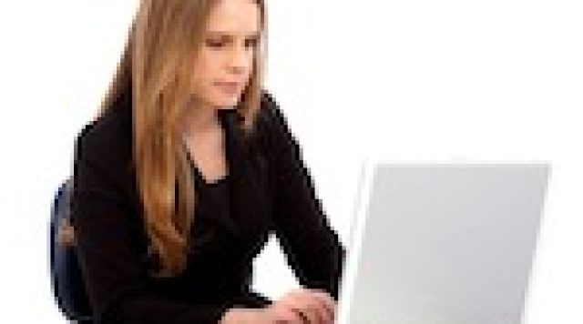 business woman working on a laptop